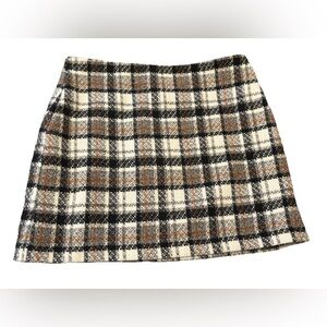 Autres Filles Plaid A-Line Wool Blend Mini Skirt Size M Hidden Back Zipper Lined